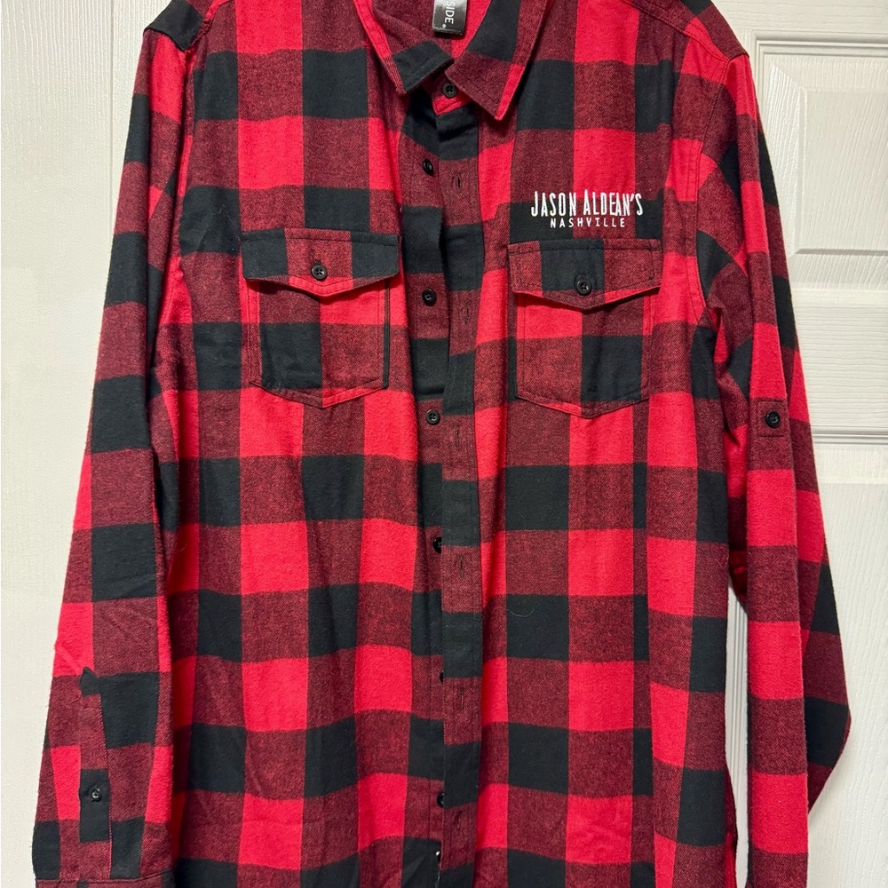 Jason Aldean Burnside Red and Black Checkered Men's Shirt Size XL NWOT